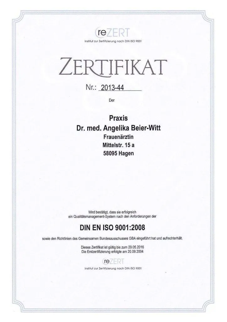 Zertifizierungsurkunde